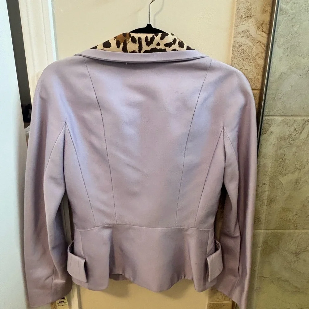 Dior Lilac Blazer with Leopard Print Lapel